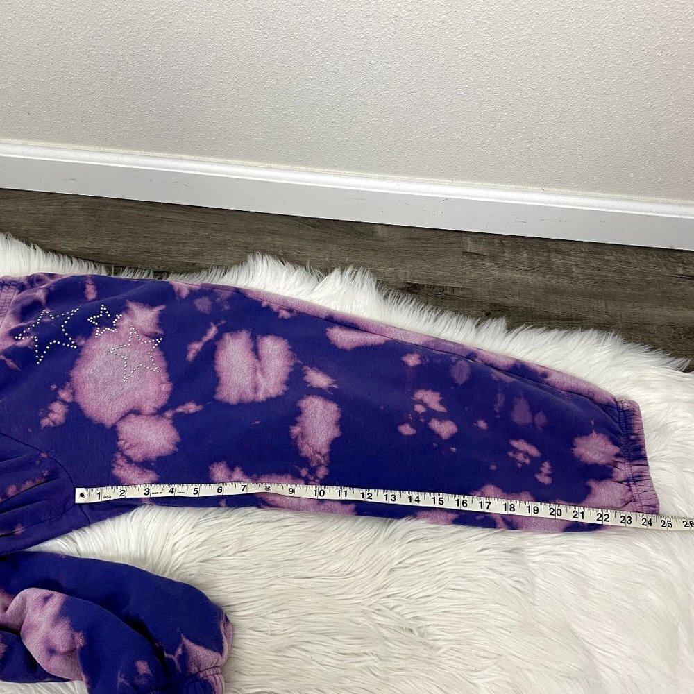 Upcycled Custom Bleach Tie Dye Jenni Star Rhinestone Cropped Jogger Sweatpants - Picture 8 of 8
